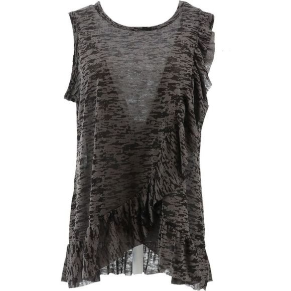 DG2 By Diane Gilman Burnout Ruffle Tank 688-583 - Picture 1 of 6